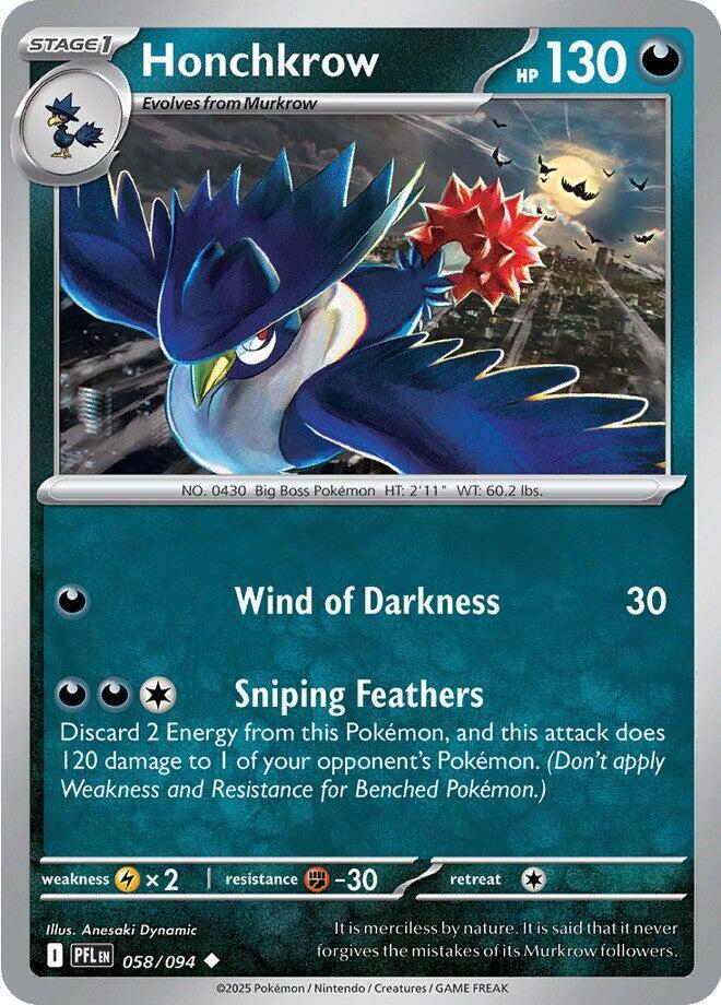 Honchkrow Reverse Holo Uncommon ME02: Phantasmal Flames 058/094 NM