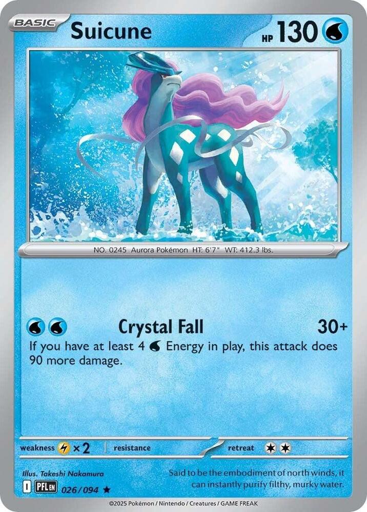 Suicune Reverse Holo Rare ME02: Phantasmal Flames 026/094 NM