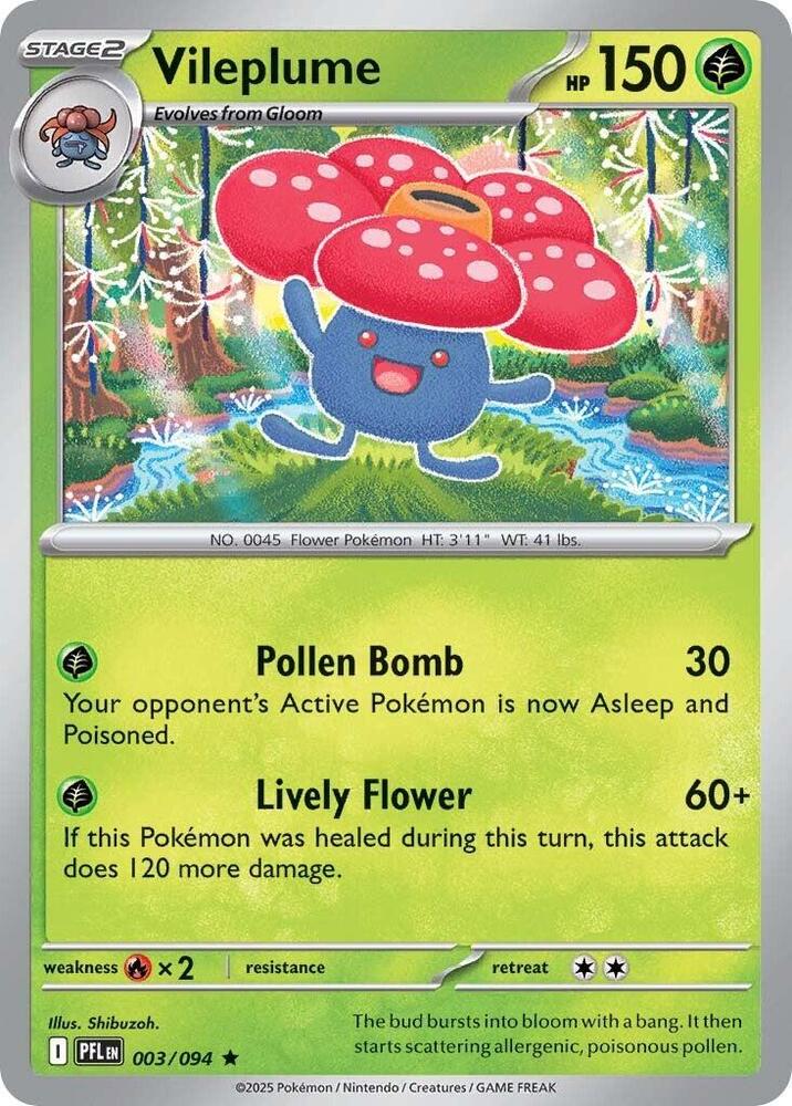 Vileplume Reverse Holo Rare ME02: Phantasmal Flames 003/094 NM