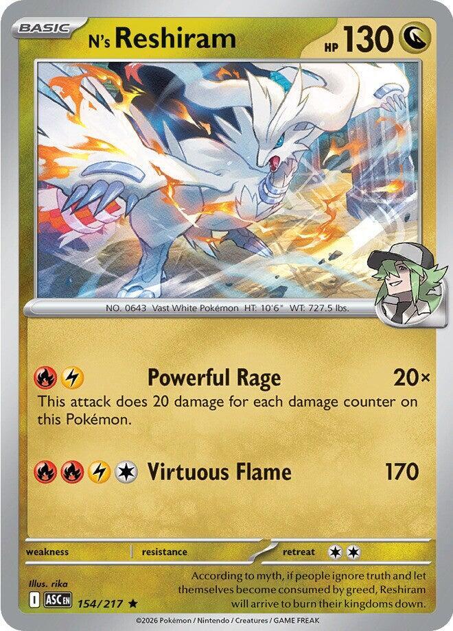 N's Reshiram Holo Rare ME: Ascended Heroes 154/217 NM