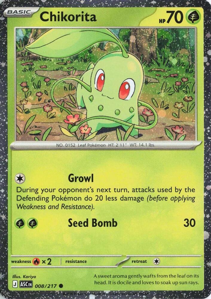 Chikorita (Cosmos Holo) Holo Common Miscellaneous Cards & Products 008/217 NM