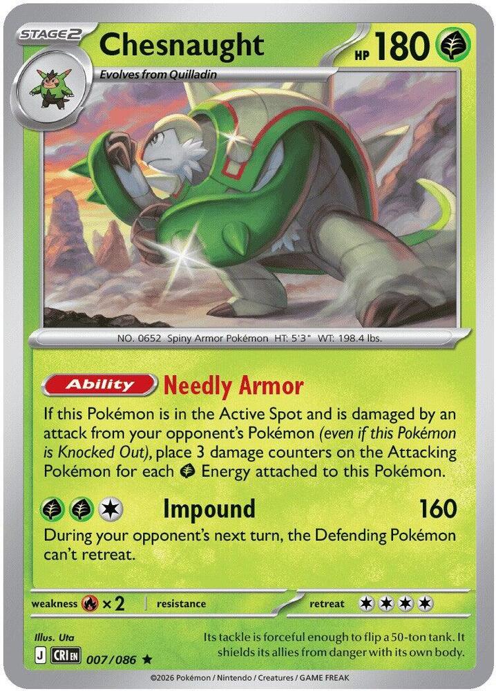 Chesnaught Holo Rare ME04: Chaos Rising 007/086 NM