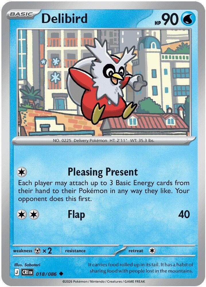 Delibird Reverse Holo Uncommon ME04: Chaos Rising 018/086 NM