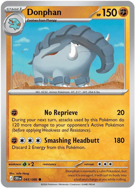 Donphan Reverse Holo Common ME04: Chaos Rising 045/086 NM