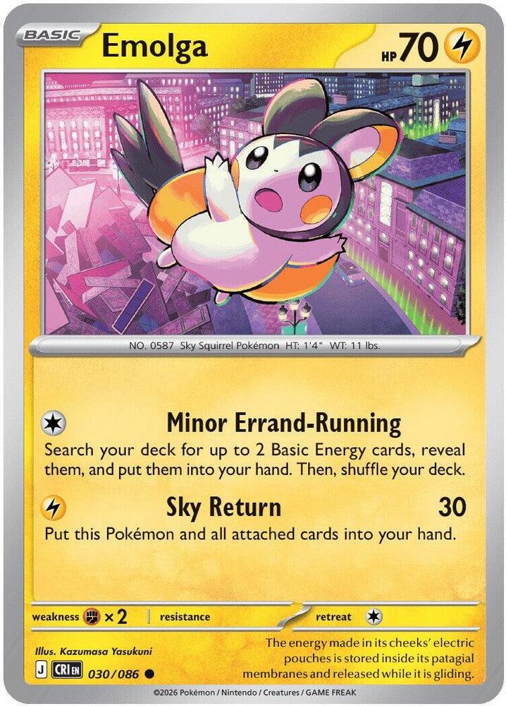 Emolga Reverse Holo Common ME04: Chaos Rising 030/086 NM