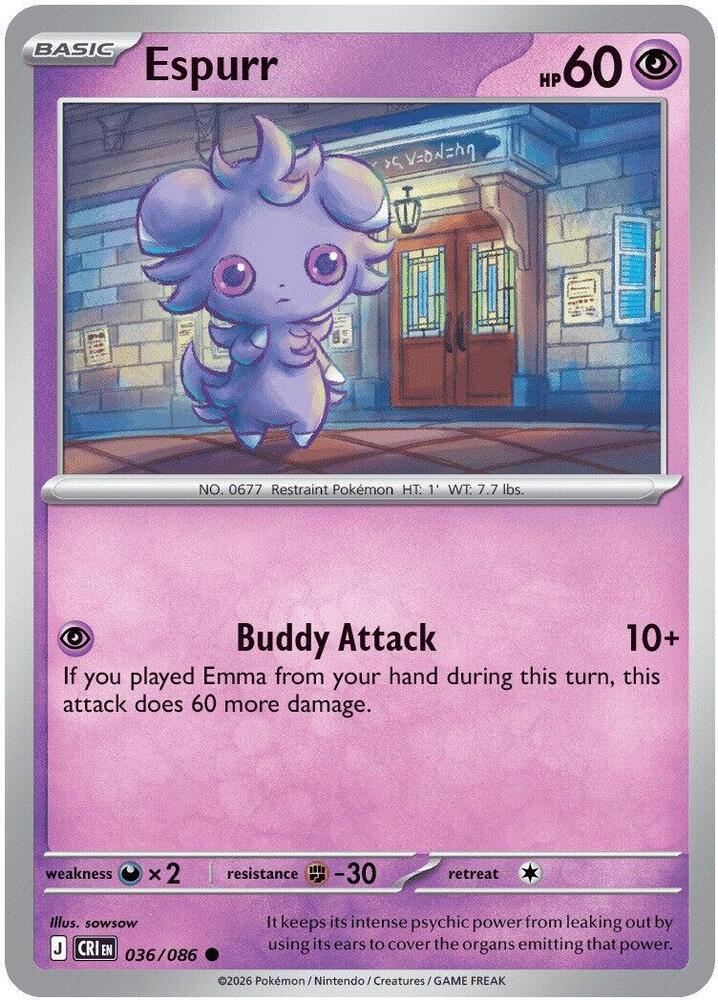 Espurr Reverse Holo Common ME04: Chaos Rising 036/086 NM