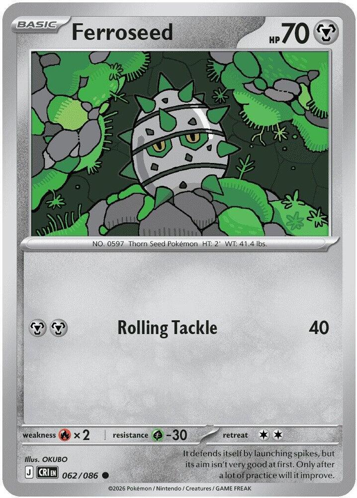Ferroseed Common ME04: Chaos Rising 062/086 NM