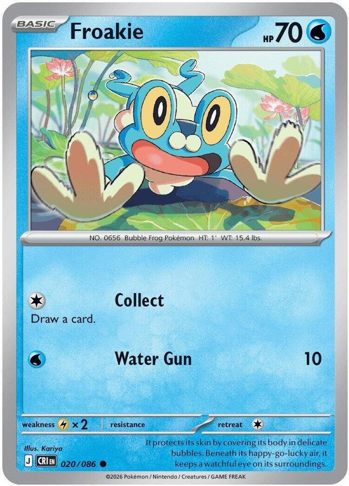 Froakie - 020/086 Reverse Holo Common ME04: Chaos Rising 020/086 NM