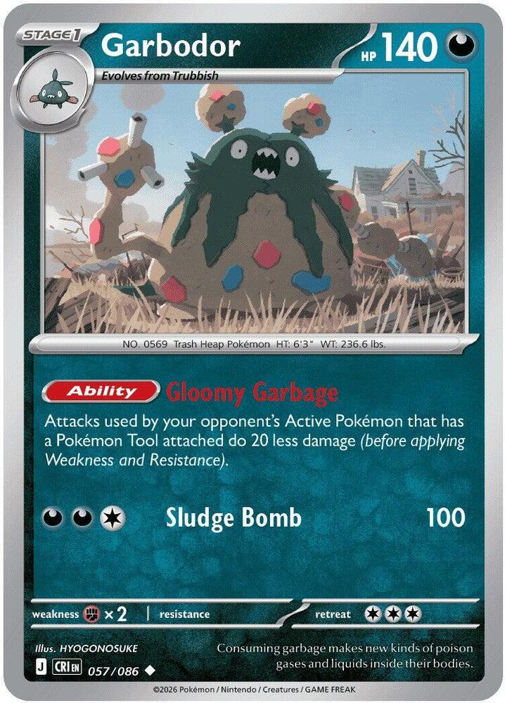 Garbodor Reverse Holo Uncommon ME04: Chaos Rising 057/086 NM