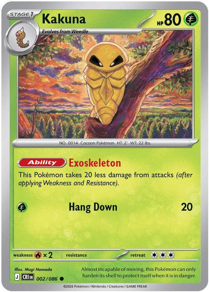 Kakuna Reverse Holo Common ME04: Chaos Rising 002/086 NM