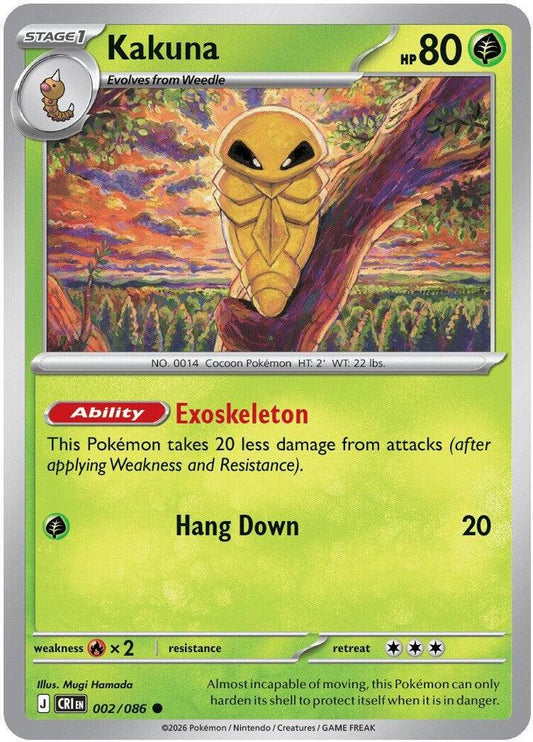Kakuna Reverse Holo Common ME04: Chaos Rising 002/086 NM