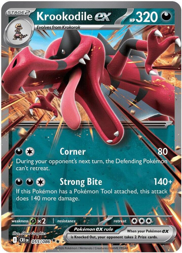 Krookodile ex Holo Double Rare ME04: Chaos Rising 055/086 NM