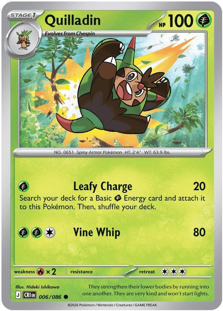 Quilladin Reverse Holo Common ME04: Chaos Rising 006/086 NM