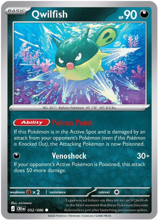 Qwilfish Reverse Holo Common ME04: Chaos Rising 052/086 NM