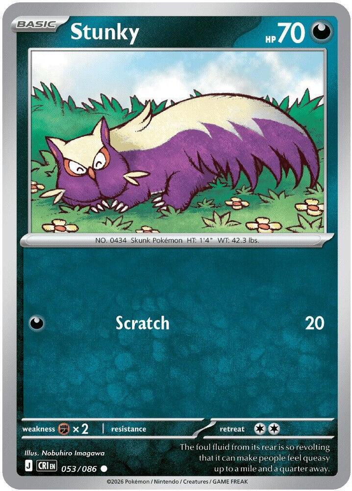 Stunky Reverse Holo Common ME04: Chaos Rising 053/086 NM