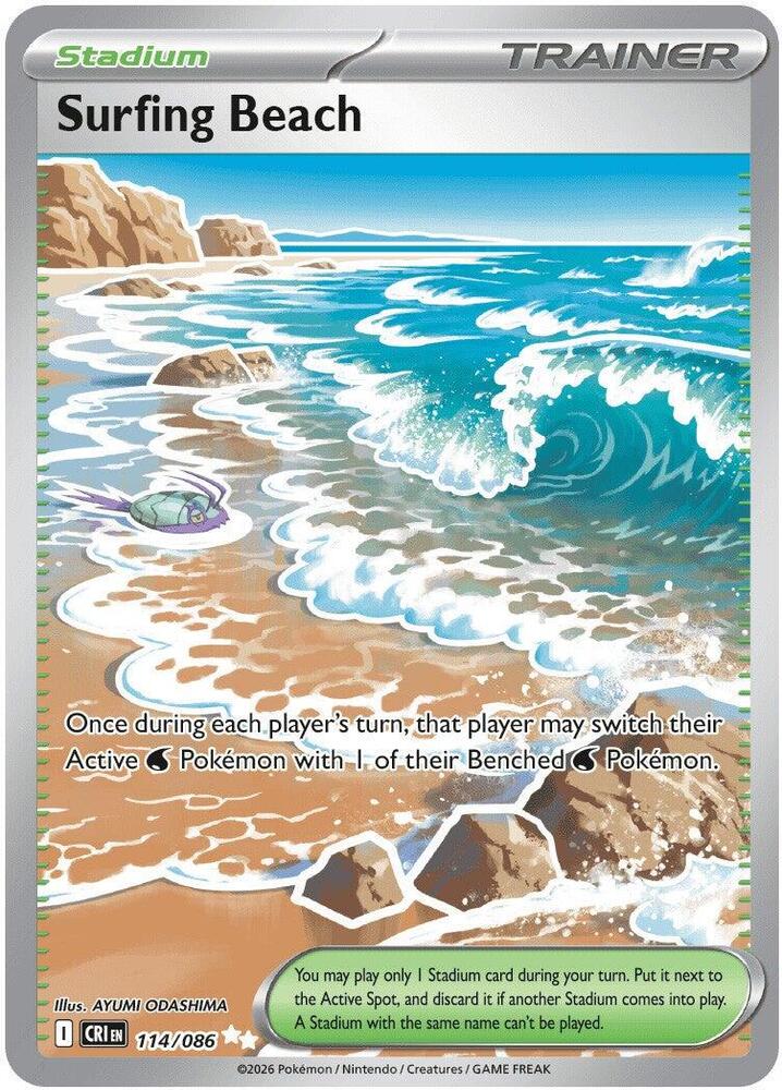 Surfing Beach Holo Ultra Rare ME04: Chaos Rising 114/086 NM