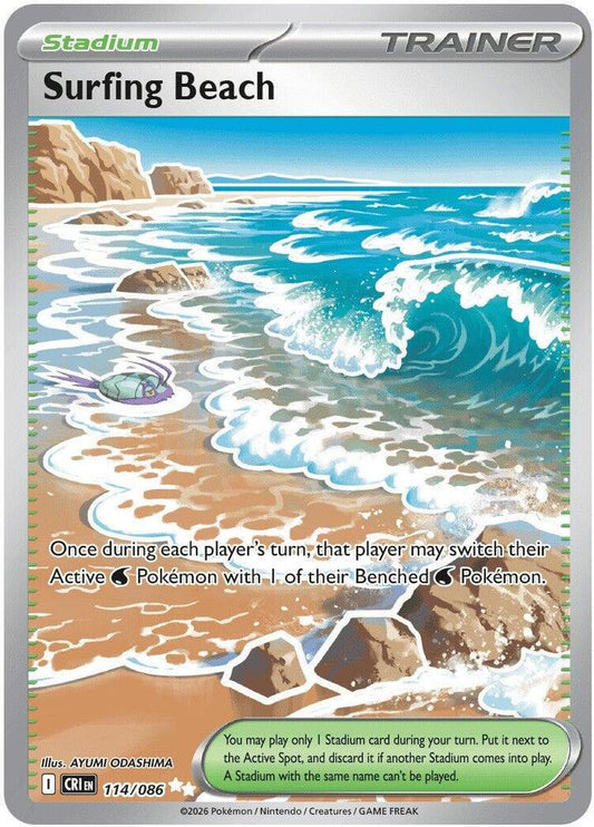 Surfing Beach Holo Ultra Rare ME04: Chaos Rising 114/086 NM