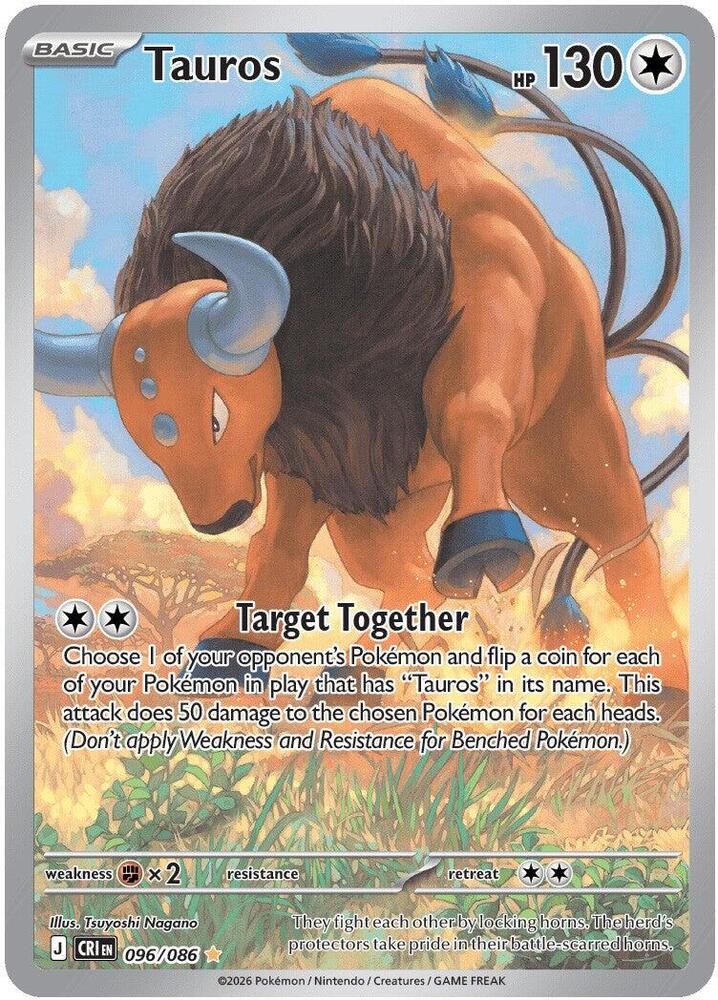 Tauros - 096/086 Holo Illustration Rare ME04: Chaos Rising 096/086 NM