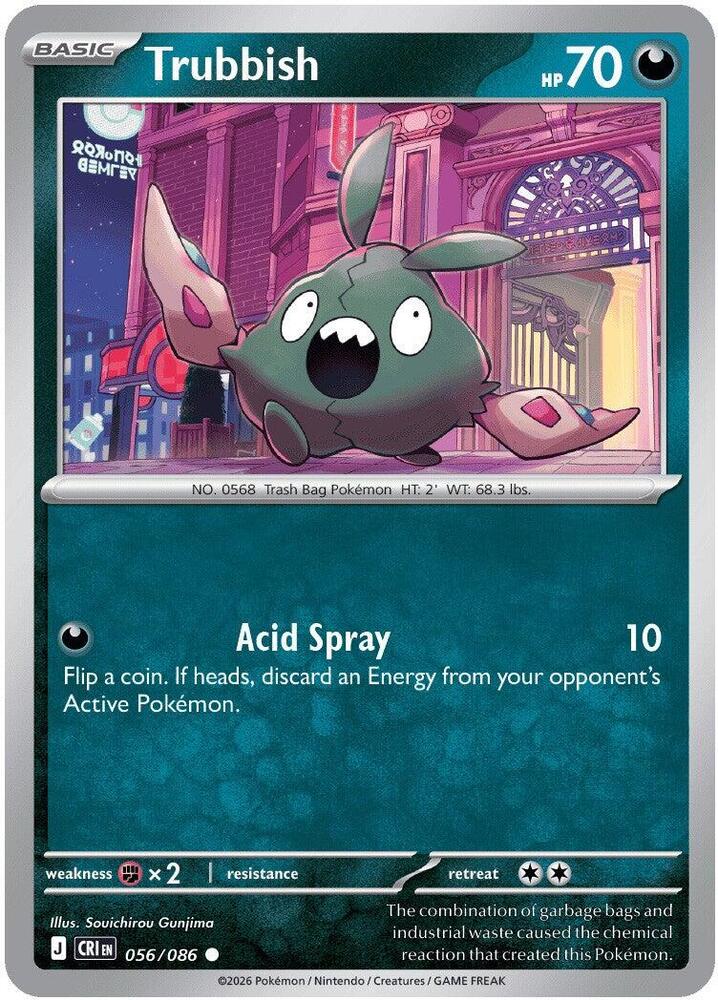 Trubbish Reverse Holo Common ME04: Chaos Rising 056/086 NM