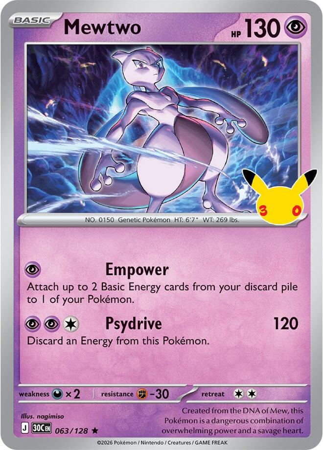 Mewtwo Holo Rare ME: 30th Celebration 063/128 NM