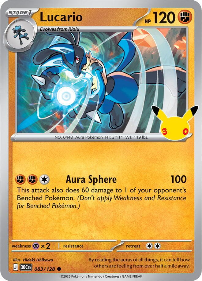 Lucario Holo Common ME: 30th Celebration 083/128 NM