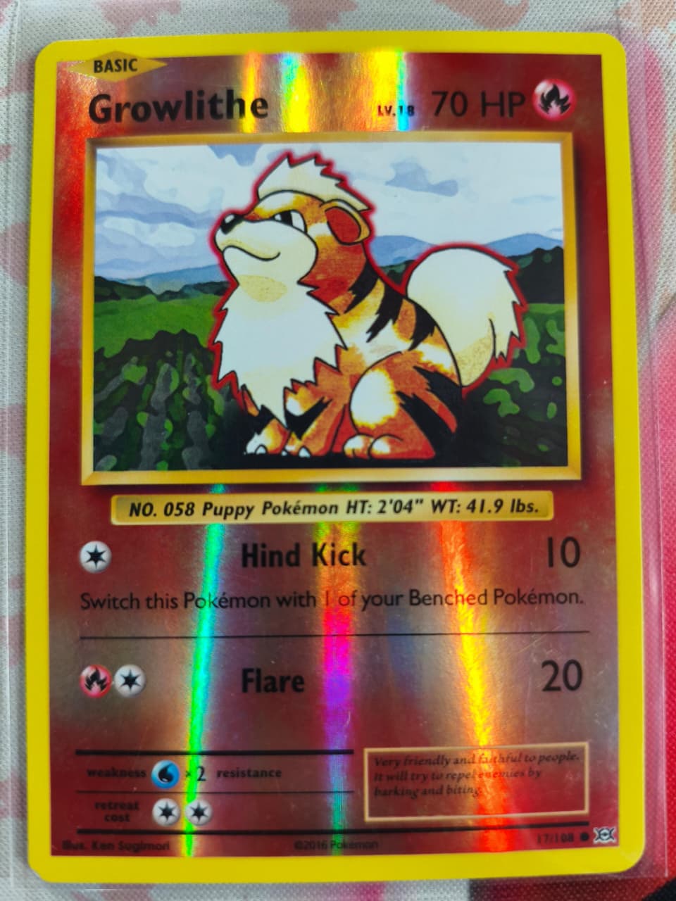Growlithe Reverse Holo Common XY - Evolutions 17/108 NM