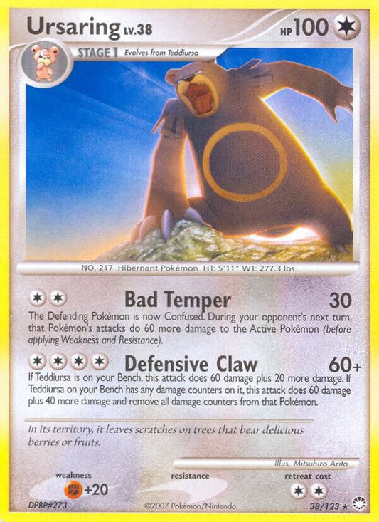 Ursaring Reverse Holo Rare Mysterious Treasures 38/123 MP