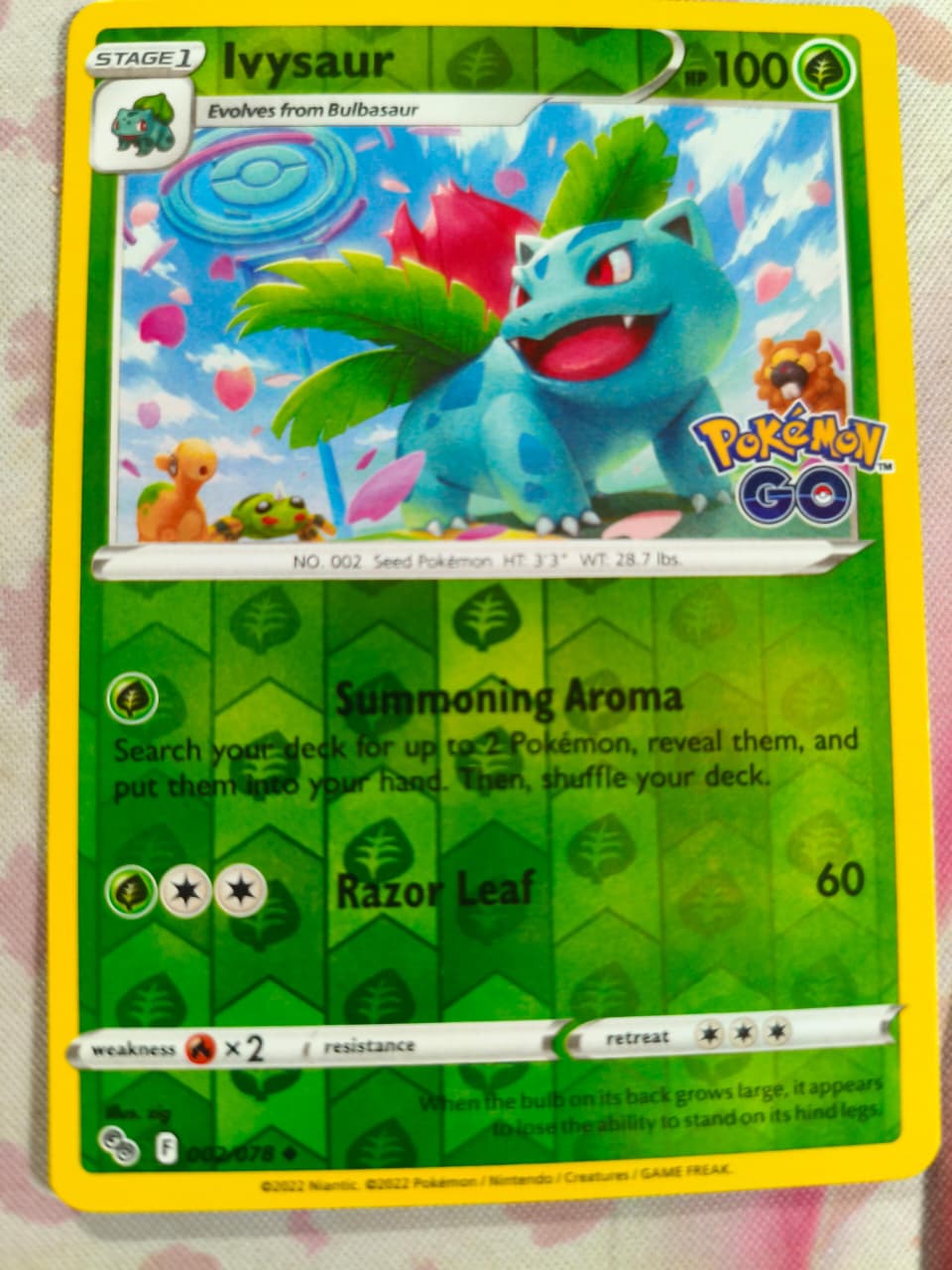 Ivysaur Reverse Holo Uncommon Pokemon GO 002/078 NM