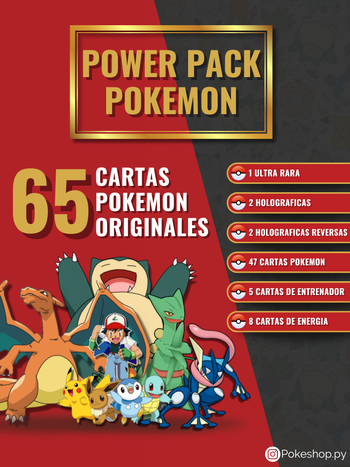 Power Pack Pokemon - 65 Cartas Pokemon Originales