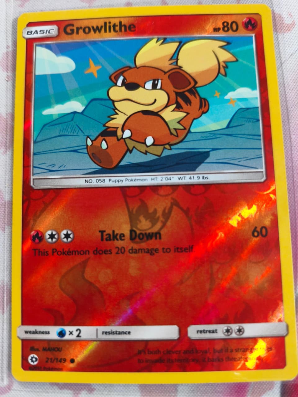 Growlithe Reverse Holo Common SM Base Set 21/149 NM