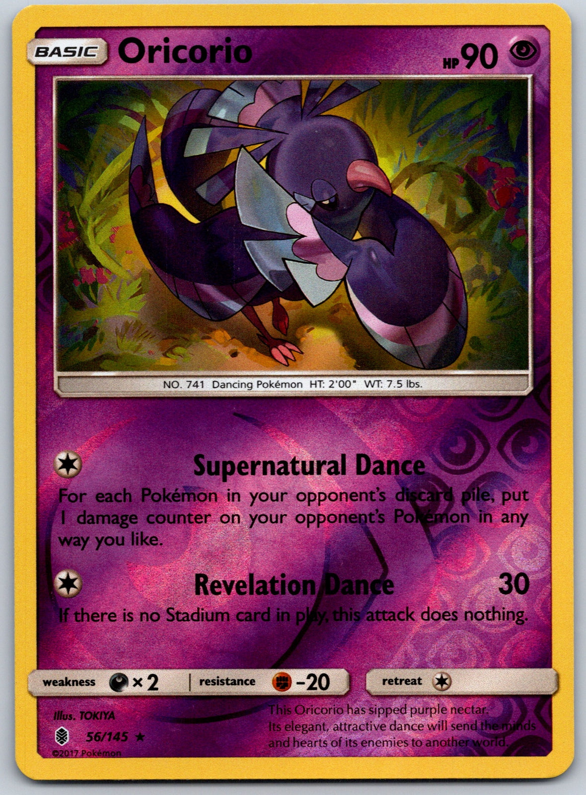 Oricorio (56) Reverse Holo Rare SM - Guardians Rising 56/145 LP