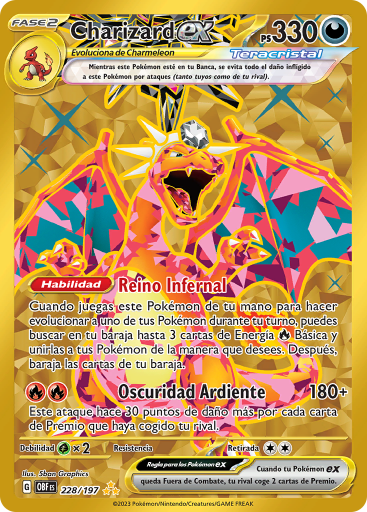 Charizard EX Dorado - Llamas Obsidianas
