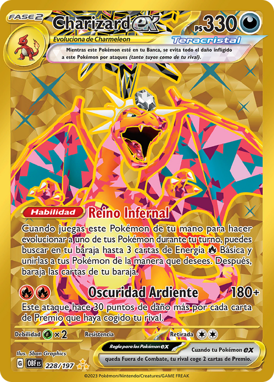 Charizard EX Dorado - Llamas Obsidianas