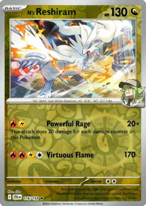 N's Reshiram Reverse Holografico - Journey Together