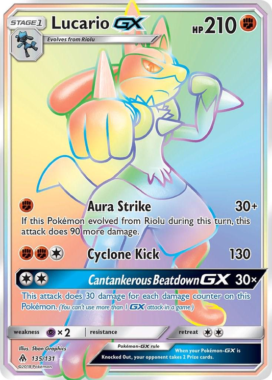 Lucario GX Rainbow Secret Rare - Forbidden Light