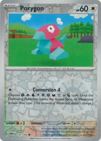Porygon Reverse Holo Common SV: Scarlet & Violet 151 137/165 NM