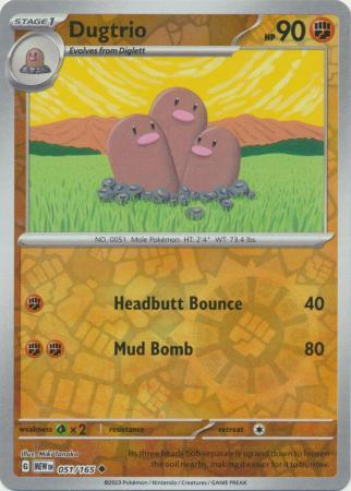 Dugtrio Reverse Holo Uncommon SV: Scarlet & Violet 151 051/165 NM