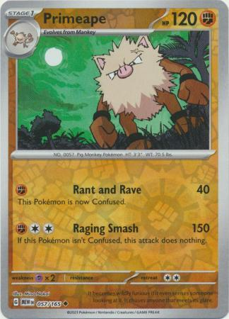 Primeape Reverse Holo Uncommon SV: Scarlet & Violet 151 057/165 NM