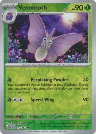 Venomoth Reverse Holo Uncommon SV: Scarlet & Violet 151 049/165 NM