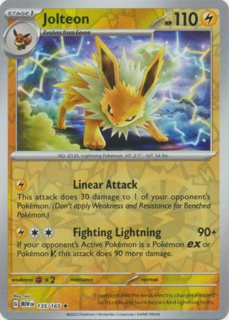 Jolteon Reverse Holo Rare SV: Scarlet & Violet 151 135/165 NM