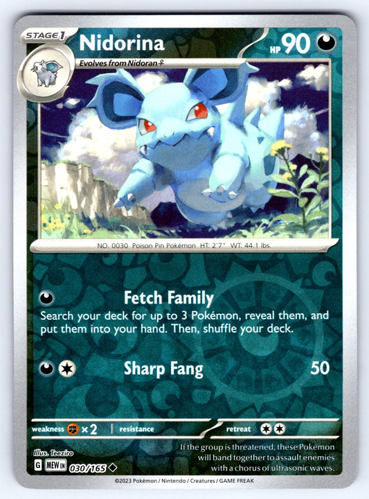Nidorina Reverse Holo Uncommon SV: Scarlet & Violet 151 030/165 NM