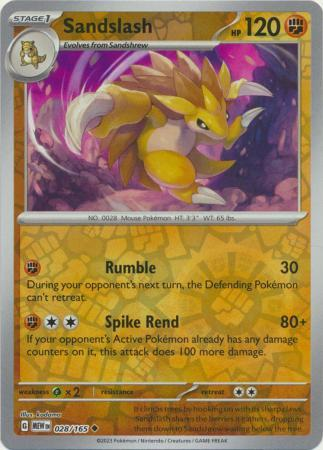 Sandslash Reverse Holo Uncommon SV: Scarlet & Violet 151 028/165 NM