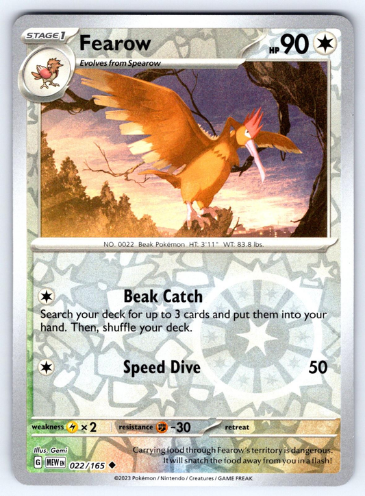 Fearow Reverse Holo Uncommon SV: Scarlet & Violet 151 022/165 NM
