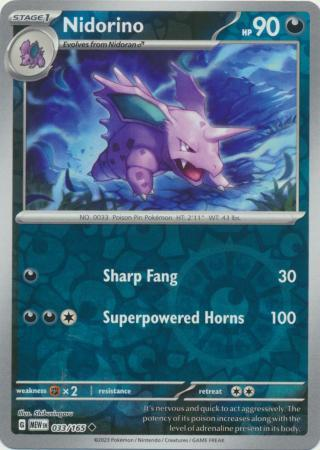 Nidorino Reverse Holo Uncommon SV: Scarlet & Violet 151 033/165 NM