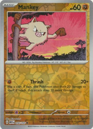 Mankey Reverse Holo Common SV: Scarlet & Violet 151 056/165 NM