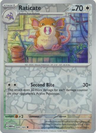 Raticate Reverse Holo Uncommon SV: Scarlet & Violet 151 020/165 NM