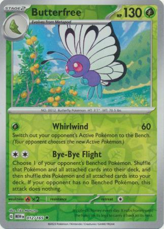 Butterfree Reverse Holo Uncommon SV: Scarlet & Violet 151 012/165 NM