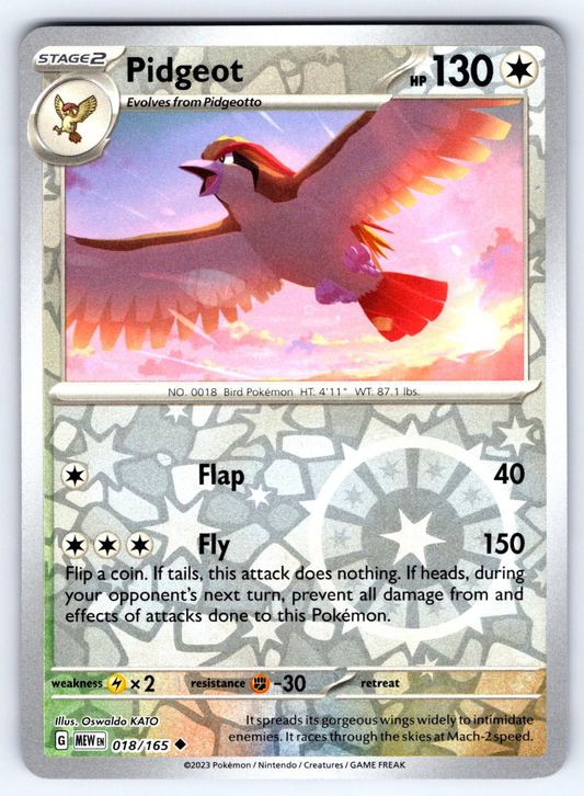 Pidgeot Reverse Holo Uncommon SV: Scarlet & Violet 151 018/165 NM