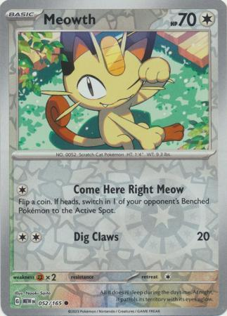 Meowth Reverse Holo Common SV: Scarlet & Violet 151 052/165 NM