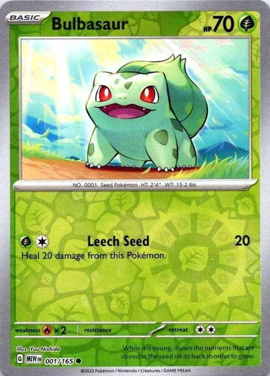Bulbasaur - 001/165 Reverse Holo Common SV: Scarlet & Violet 151 001/165 NM